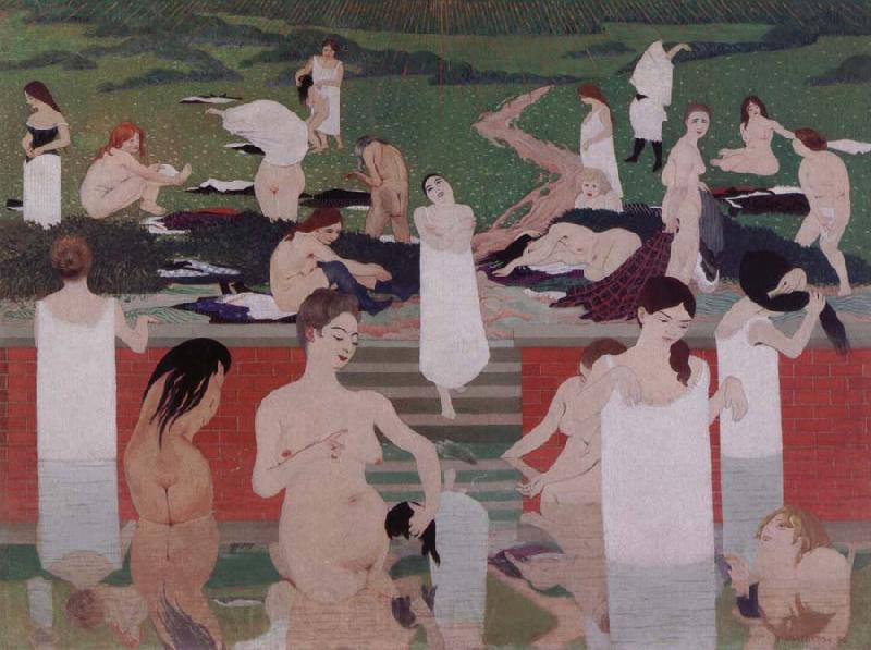 Felix Vallotton Bathing on a Summer Evening Norge oil painting art